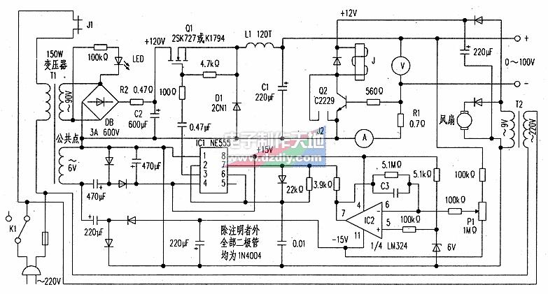 0V～100V/1A高压可调稳压电源