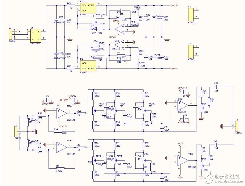 E5532前级音调板电路原理图