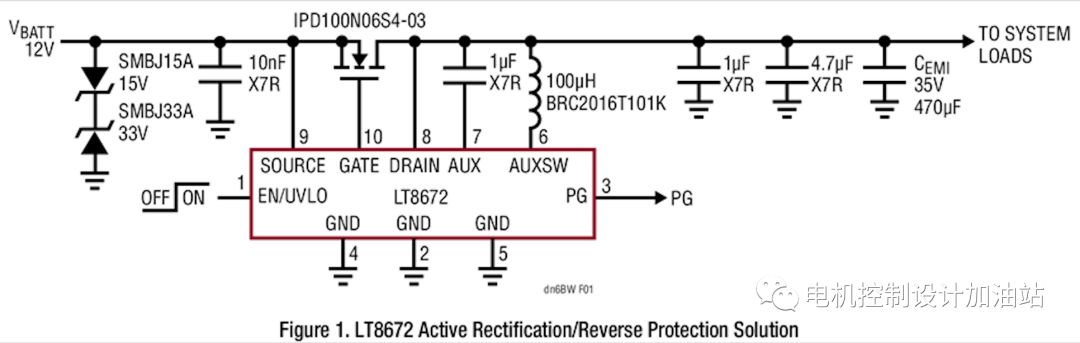 為汽車電源提供反向電流保護(hù)和整流的有源整流器控制器LT8672 