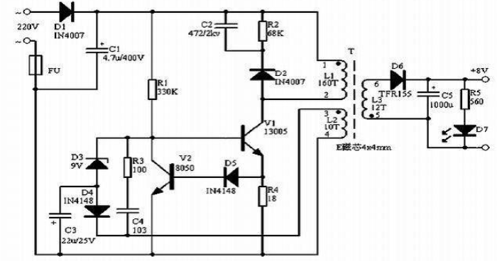 利用高频变压器制作的开关电源原理图分析