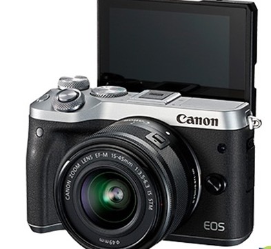 佳能eos m6微单相机搭载15-45mm标准变焦镜头具有2420万的像素