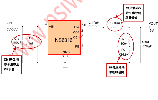 <b class='flag-5'>NS</b>6316 4-30V输入3<b class='flag-5'>A</b>输出<b class='flag-5'>同步</b>降压稳压器