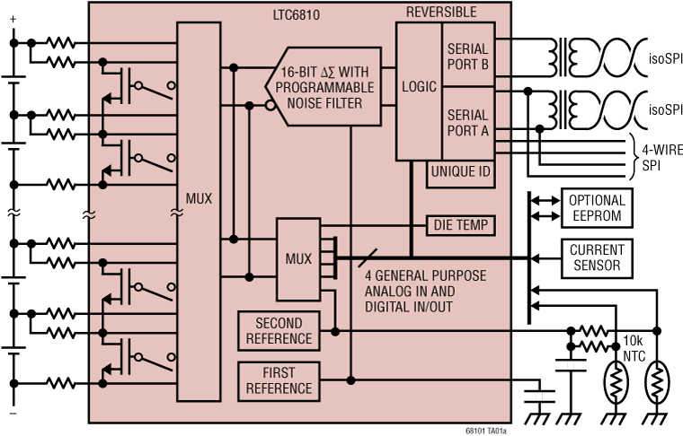 LTC6810-1 6 通道电池堆栈