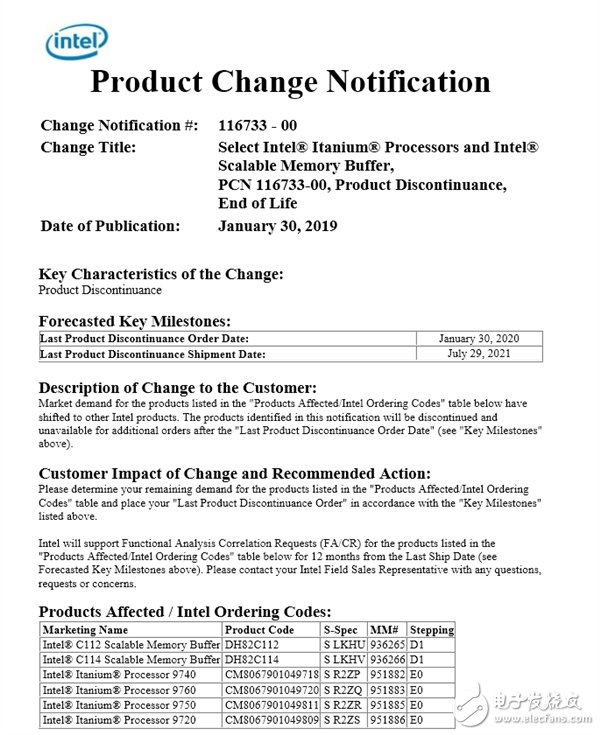 Intel宣布最后一代安騰處理器9700系列退役 2020年1月30日接受最后一批訂單