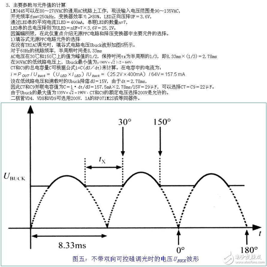 基于控制器LM3445的TRIAC调光离线LED驱动电路原理解析