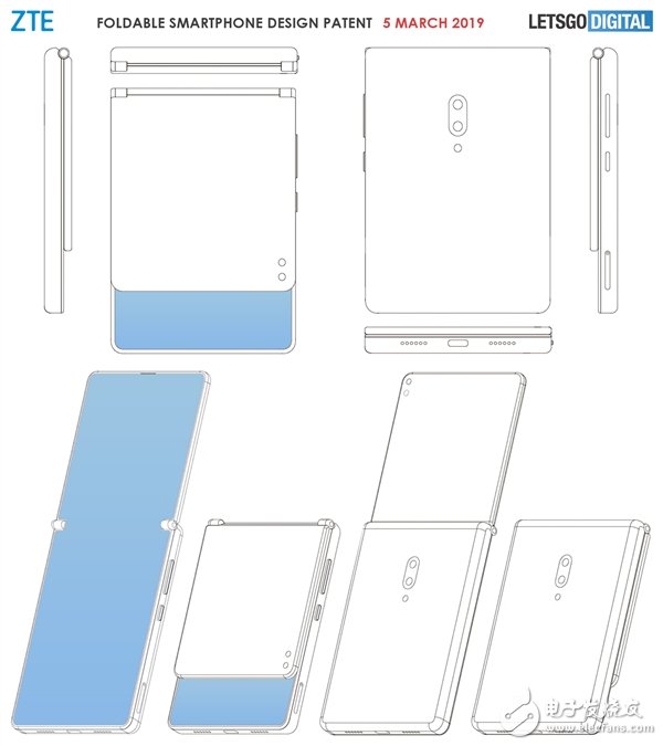 中兴新专利 采用翻盖样式的折叠屏手机