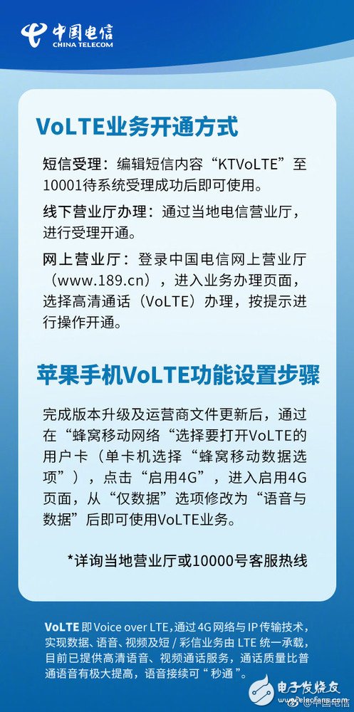 中国电信正式开通VoLTE功能用户可以在4G网