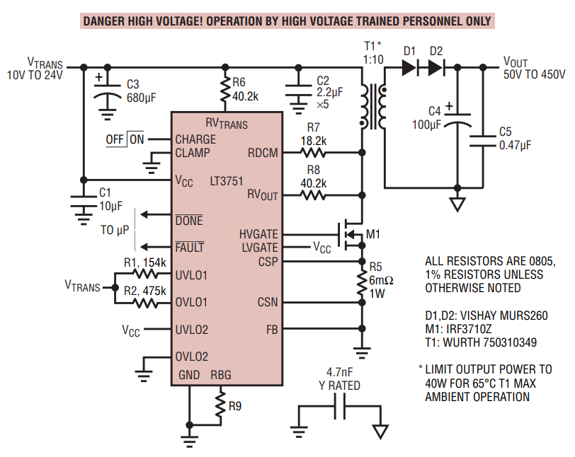 LT3751通用型反激式控制器在高压电源和电容充电器中的应用