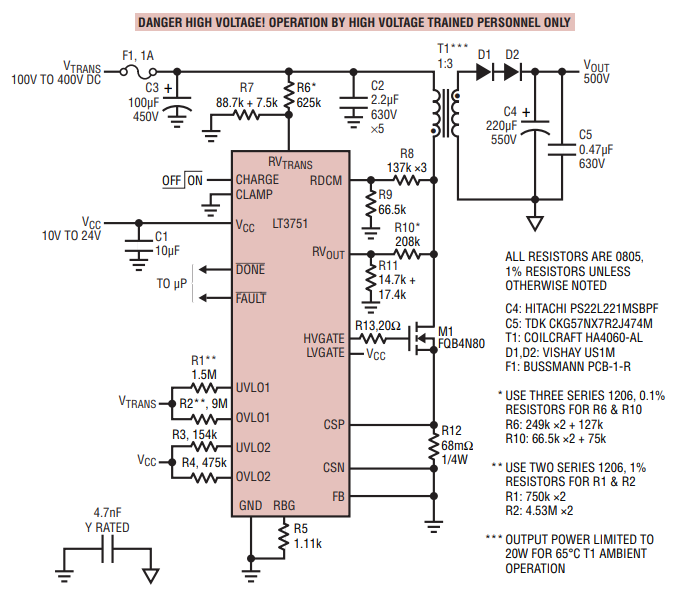 LT3751通用型反激式控制器在高壓電源和電容充電器中的應用