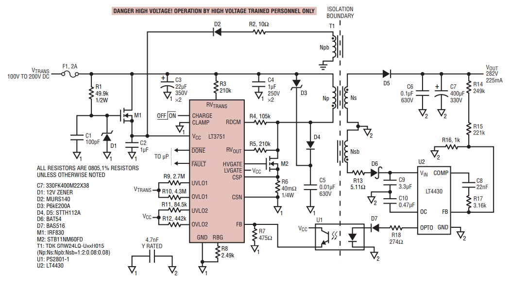 LT3751通用型反激式控制器在高压电源和电容充电器中的应用