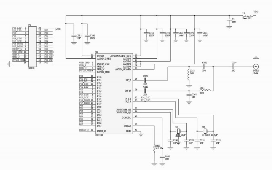 cc2530开发板的电路原理图免费下载