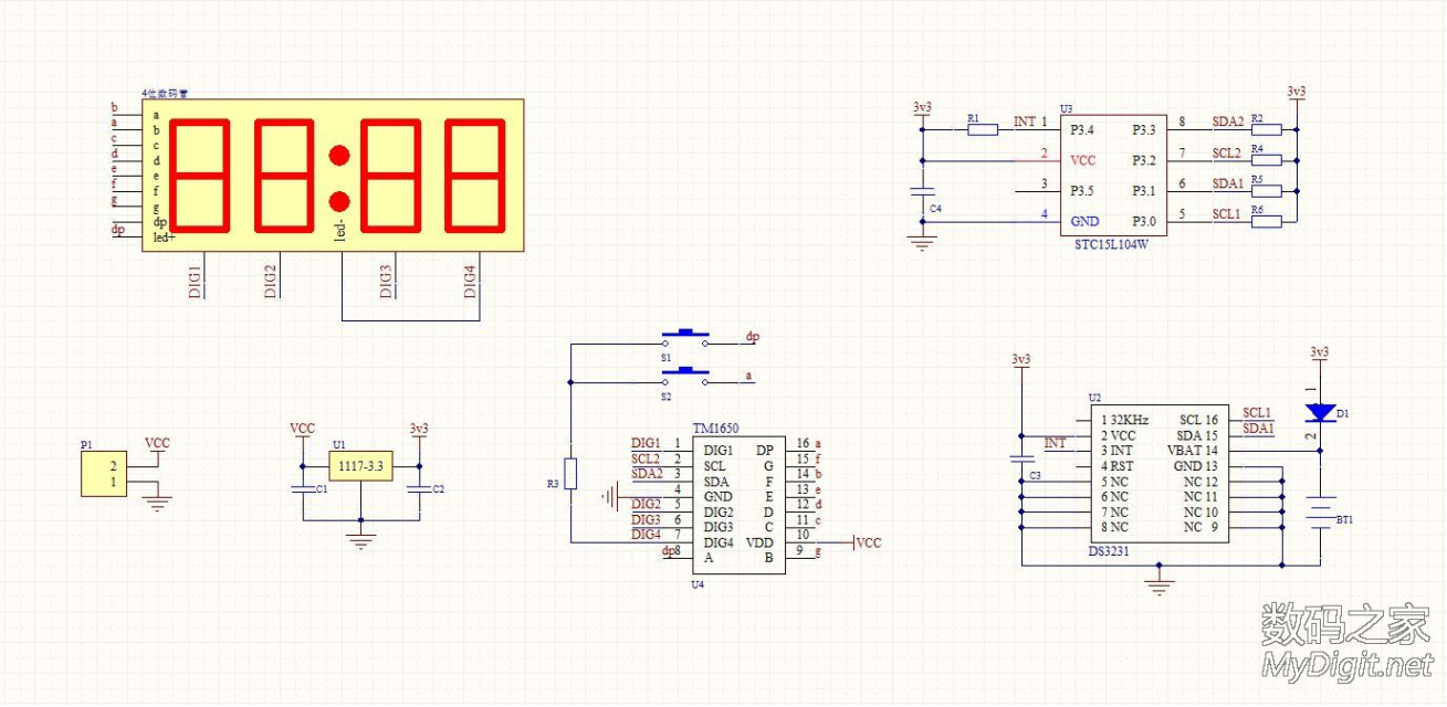 DS3231+TM1650制作4位0.56寸数码管迷你时钟