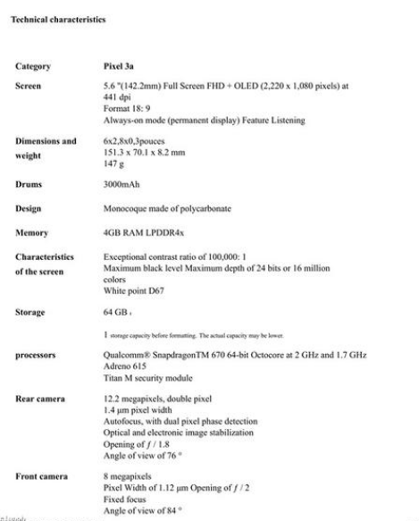 谷歌Pixel 3a參數(shù)曝光搭載驍龍670處理器和4GB內(nèi)存+64/128GB存儲組合