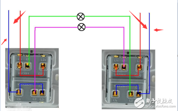 双开电灯开关怎么接线