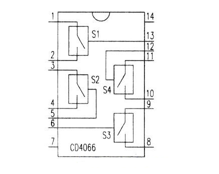 CD4066四双向模拟开关的测试电路
