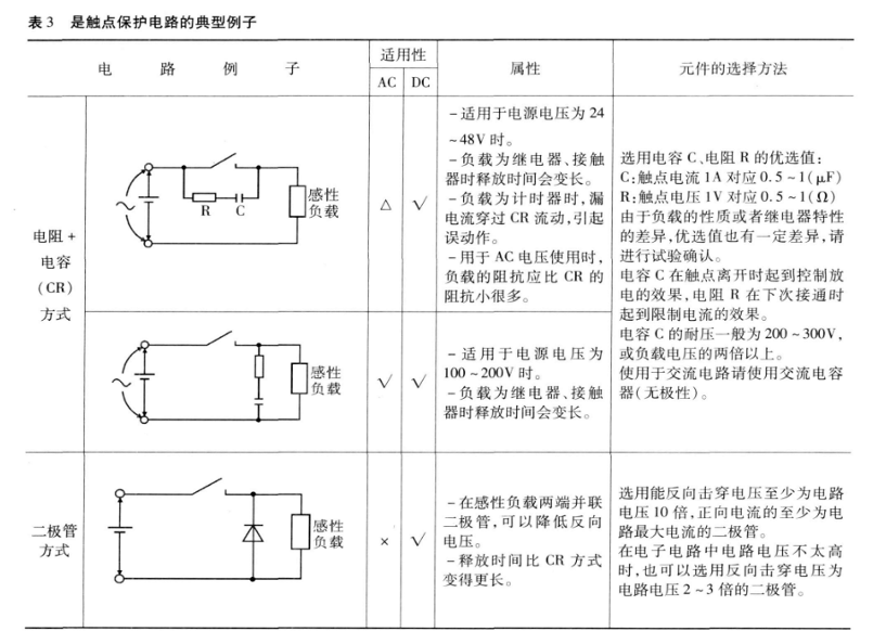 继电器触点保护电路