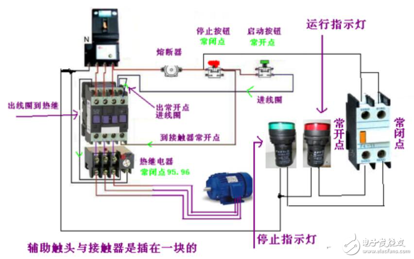 热继电器实物接线图