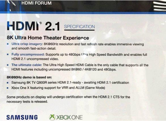 HDMI 2.1标准兼容线缆认证即将完成
