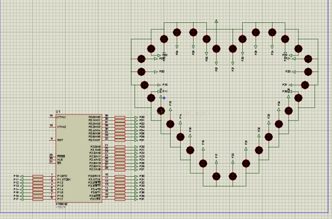 使用51单片机设计爱心灯的电路图和源代码免费下载