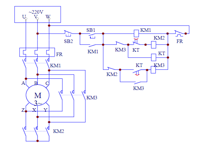 三相鼠笼式异步电动机点动和自锁控制电路图