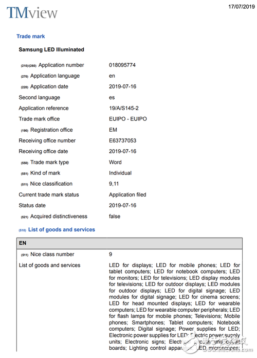 三星新LED商标已被批准 或用于即将被发布的GalaxyNote10系列上