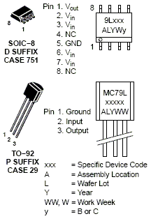 MC79L 线性稳压器 100 mA 5 V 负极