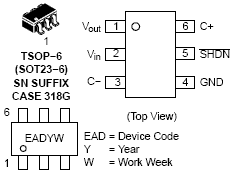 NCP1729 电荷泵 开关电容电压反相器 带有关断 50 mA 35 kHz