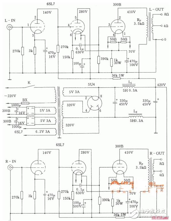 6p6p2p2300b电子管功放电路图