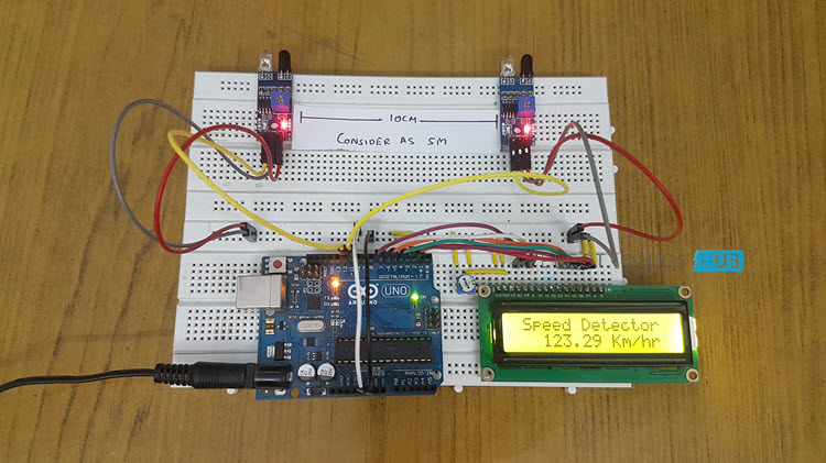 基于arduinouno和ir传感器设计的简易车速检测器电路