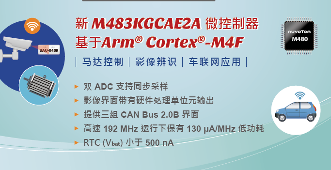 新唐科技推出适用于影像辨识的新型号 NuMicro M480 系列微控制器