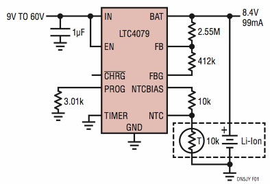LTC4079 一款宽输入范围可调的独立充电器