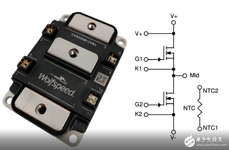 Wolfspeed推出適用于電動車充電器的1200V 450A全碳化硅半橋模塊