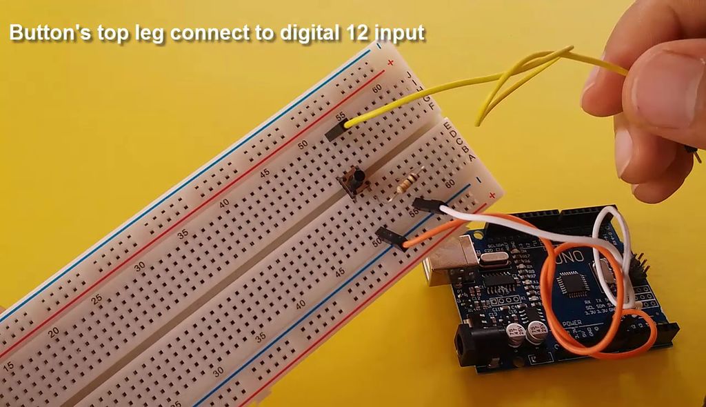 步骤2:连接面包板电线10k电阻器按钮蜂鸣器arduino开发板