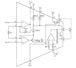 XTR105 4～20mA电流变送器等效电路与芯片引脚介绍