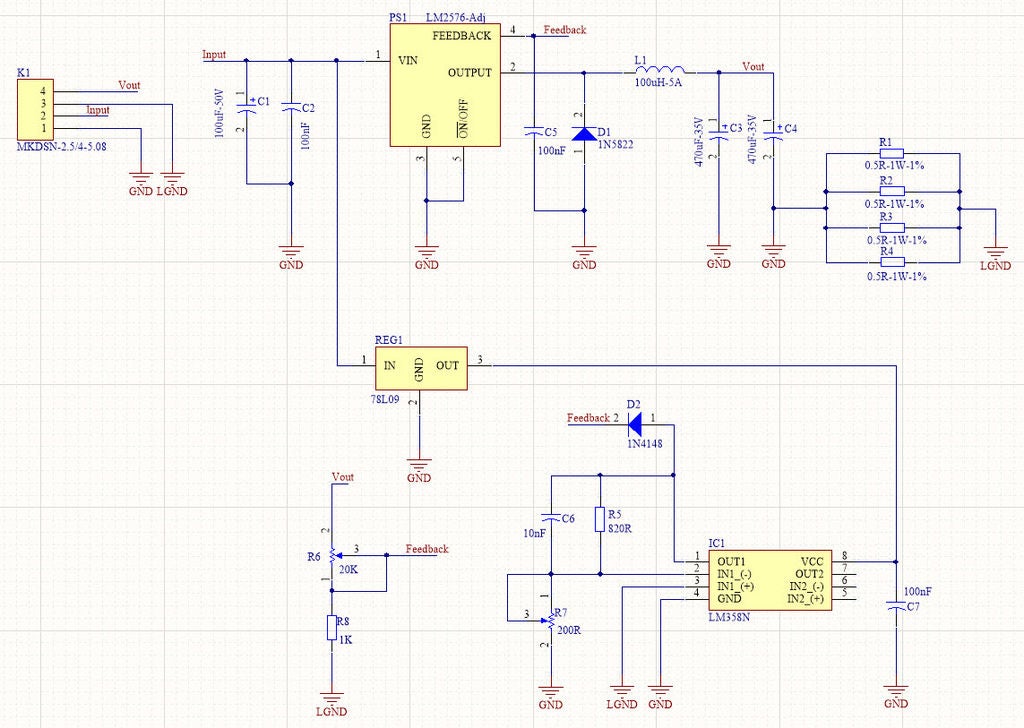 如何使用LM2576-Adj芯片构建可变降压转换器