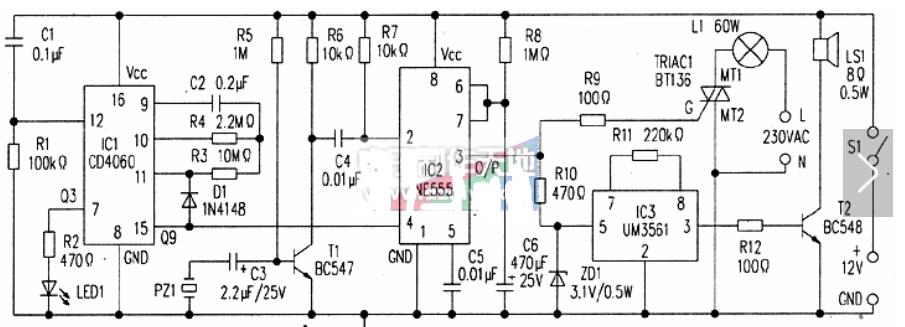振动传感器应用电路_四款压电陶瓷振动传感器报警电路