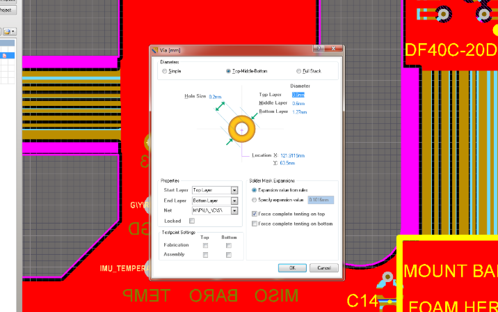 AD9中PCB过孔盖油操作中部分盖油的设置方法