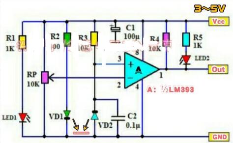 lm393红外避障模块电路图