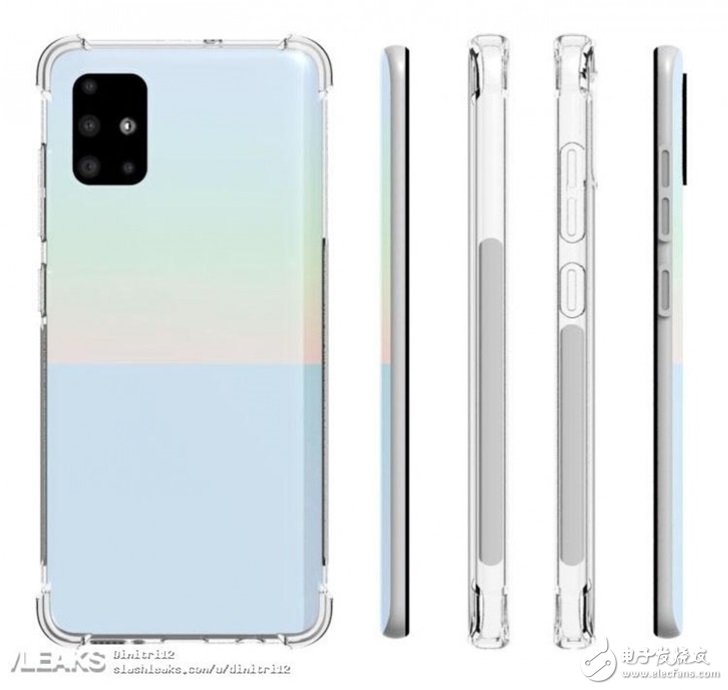 三星Galaxy A51渲染图,采用屏下指纹技术与后置四摄像头设计