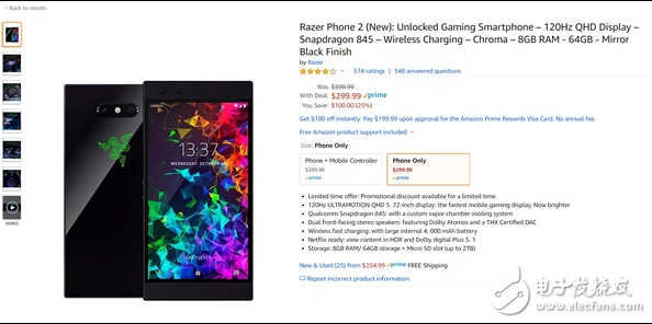 Razer Phone 2黑五促销 8GB+64...