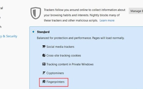火狐Firefox 72浏览器启用指纹识别器