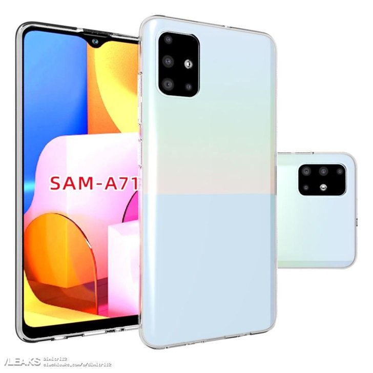 三星Galaxy A71带壳渲染图曝光,采用水滴屏设计后置四摄