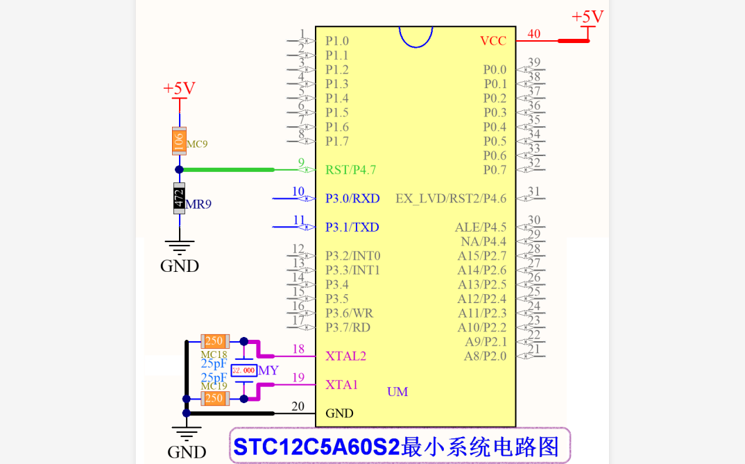 stc12c5a60s2最小系统电路原理图免费下载