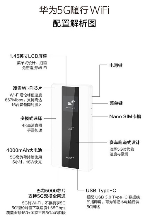 华为5G随行WiFi系列将于12月10日正式开售