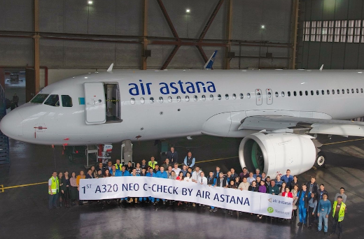 阿斯塔纳航空公司的空客a320neo飞机已完成了c-check检查