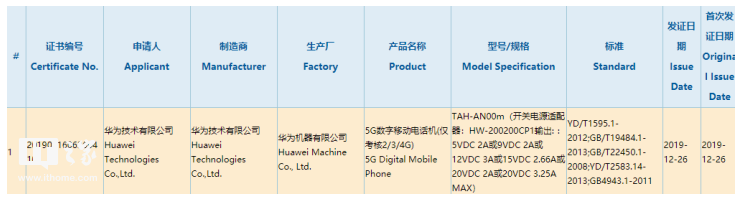 华为Mate Xs手机已通过3C认证该机搭载了麒...