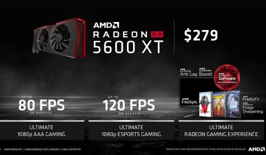 AMD发布Radeon RX 5600 XT显卡...