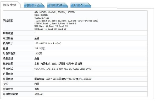 vivo一款型号为V1950A的5G手机正式入网...