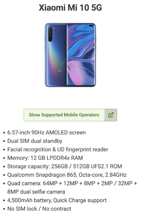 小米10 5G完整配置曝光,90Hz AMOLE...