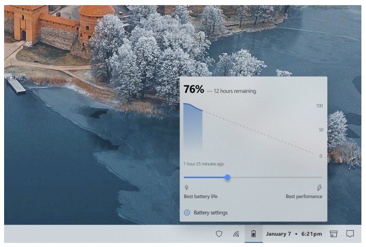 用户自己设计的Windows 10电池弹出界面概...